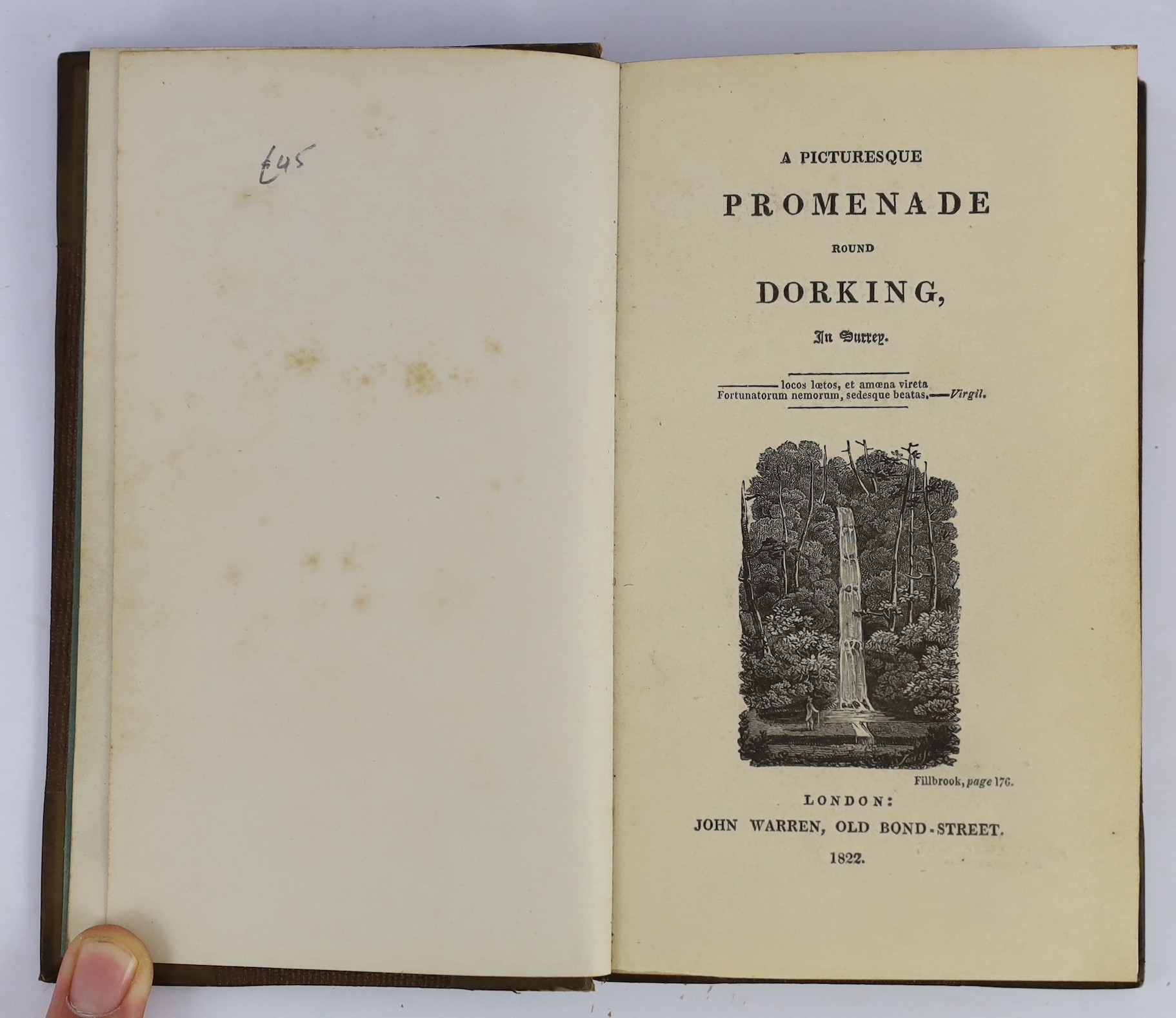 DORKING: Thorne, W. - The Garden of Surrey: or a Sketch of Dorking, and of the beautiful country surrounding it. folded map; original grey boards and printed label, sm.8vo. Dorking